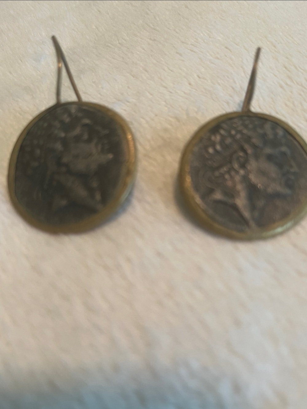 Antique-Style Coin Drop Earrings in Brass Tone